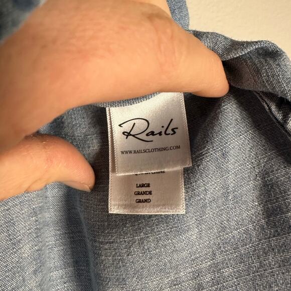 Rails Blue Etienne Chambray Ruffle Linen Blend Wrap Skirt Women's Large - Picture 5 of 8